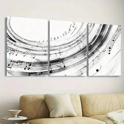 3pcs Lines And Musical Notes Wall Art Set Canvas Unframed - High Quality Print 100% Australian Made Wall Canvas - Bella Home Decor