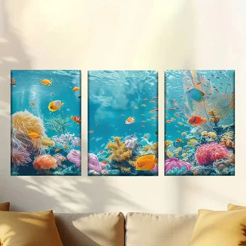 3pcs Coral Reef Canvas Vibrant Marine Life Wall Art Canvas Unframed – High Quality Print 100% Australian Made Wall Canvas - Bella Home Decor