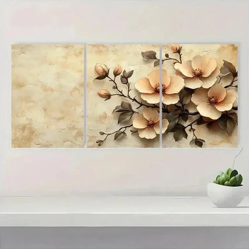 3pcs Botanical Illustrations in Sepia Tones Wall Art Set Canvas Unframed - High Quality Print 100% Australian Made Wall Canvas