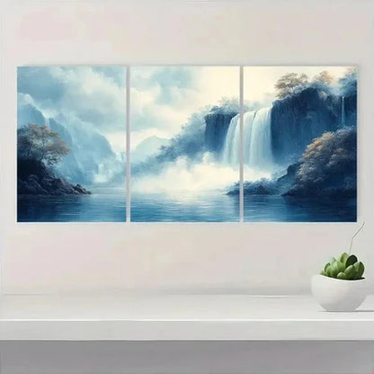3pcs Landscape with Misty Mountains & Serene Wall Art Set Canvas Unframed - High Quality Print 100% Australian Made Wall Canvas - Bella Home Decor