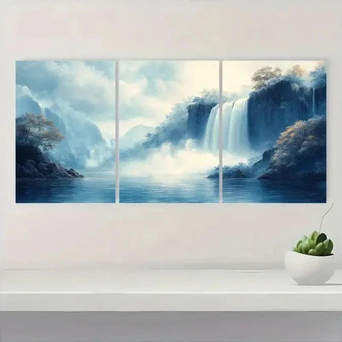 3pcs Landscape with Misty Mountains & Serene Wall Art Set Canvas Unframed - High Quality Print 100% Australian Made Wall Canvas