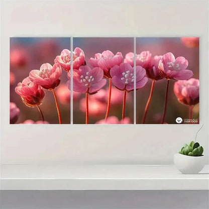 3pcs Armeria Maritima Flower Painting C   Wall Art Set Canvas Framed 50x70cm - High Quality Print 100% Australian Made Wall Canvas Ready to Hang - Bella Home Decor