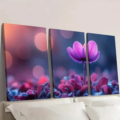 3pcs Cyclamen Print Flower Painting Wall Art Set Canvas Unframed - High Quality Print 100% Australian Made Wall Canvas - Bella Home Decor