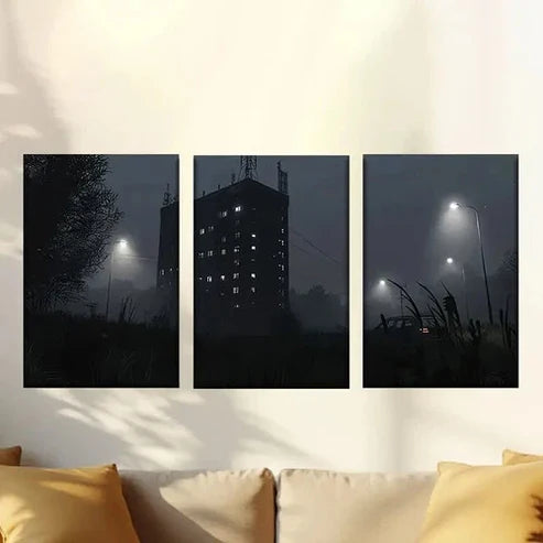 3pcs Dark and Spooky City Wall Art Canvas Unframed – High Quality Print 100% Australian Made Wall Canvas - Bella Home Decor