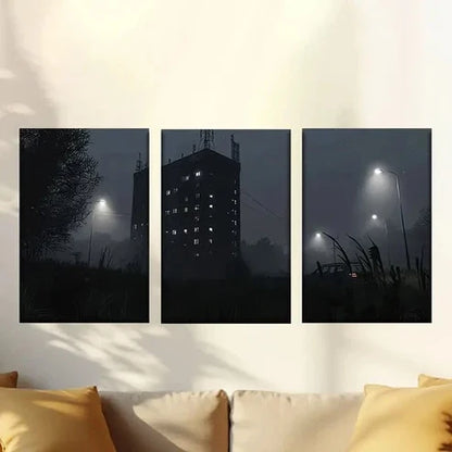 3pcs Dark and Spooky City Wall Art Canvas Unframed – High Quality Print 100% Australian Made Wall Canvas - Bella Home Decor