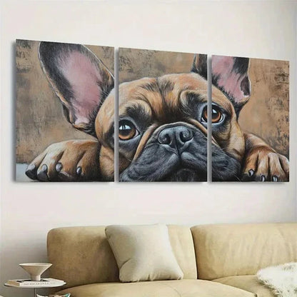 3pcs French Bulldog Wall Art Set Canvas Framed 60x90cm - High Quality Print 100% Australian Made Wall Canvas Ready to Hang - Bella Home Decor