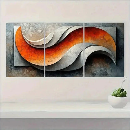 3pcs White Geometric Abstract Texture DK  Wall Art Set Canvas Framed 50x70cm - High Quality Print 100% Australian Made Wall Canvas Ready to Hang