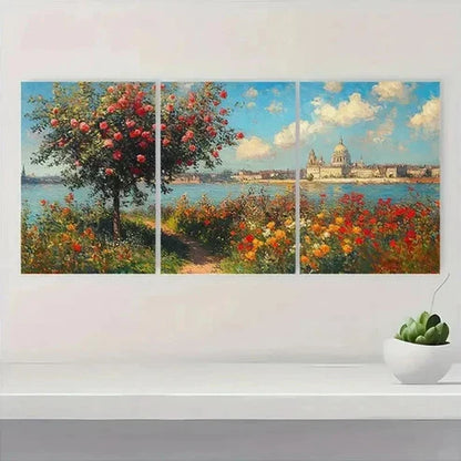 3pcs Flower Garden in Argenteuil Wall Art Set Canvas Unframed – High Quality Print 100% Australian Made Wall Canvas