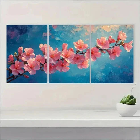 3pcs Crepe Myrtle Flower Painting Wall Art Set Canvas Unframed - High Quality Print 100% Australian Made Wall Canvas