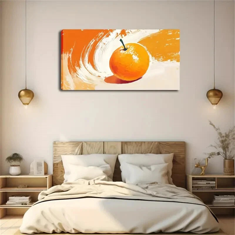 Orange A Bright Light Beige Wall Art Canvas Office Home Room Framed 120x60cm - Bella Home Decor