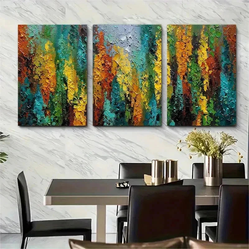 3pcs Abstract Scenery Textured Forest Perfect Wall Art Set Canvas Framed 50x70cm - High Quality Print 100% Australian Made Wall Canvas Ready to Hang. - Bella Home Decor