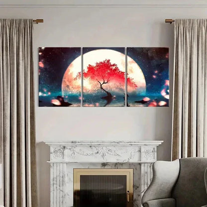 3pcs Fantasy Anime Cherry Blossom Landscape Wall Art Canvas Unframed - High Quality Print 100% Australian Made Wall Canvas