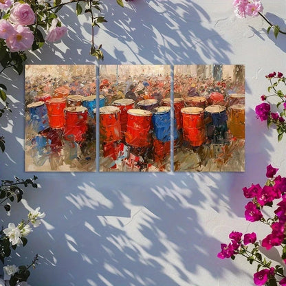 3pcs Vibrant Festival Scene Metal Print Ready to Hang Art