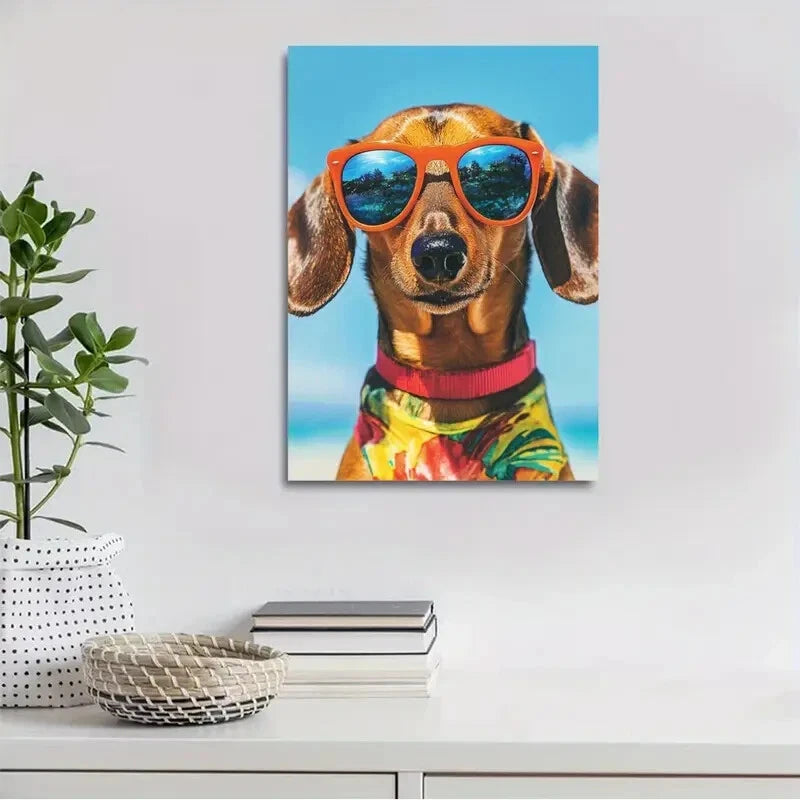Beautiful Modern Dachshund suitable Painting 40x60cm Metal Print Ready to Hang - Bella Home Decor