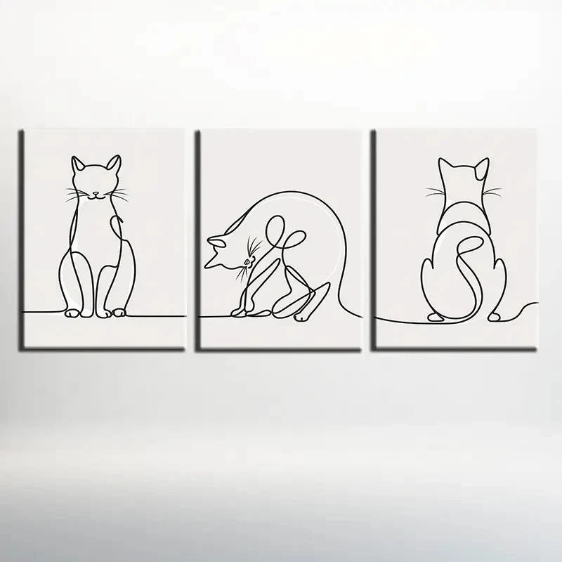 3pcs Whimsical Mouse & Cat Illustrations  Wall Art Canvas  Framed 60x90cm - High Quality Print 100% Australian Made Wall Canvas Ready to Hang