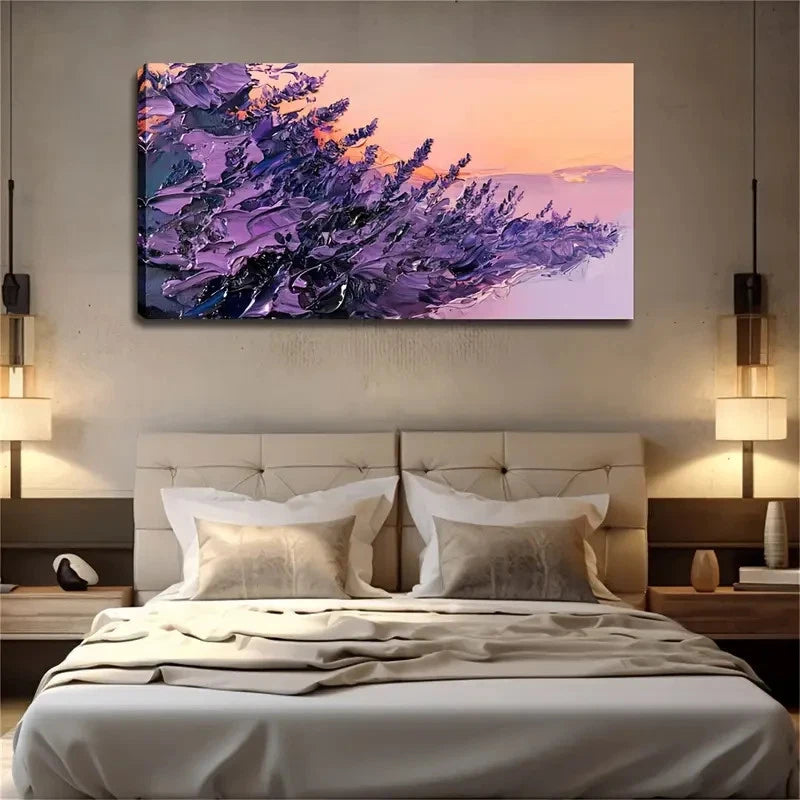 This Abstract Depicting Purple Wall Art Canvas Office Home Room Framed 120x60cm