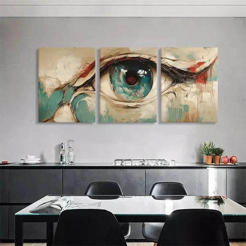 3pcs Expressive Blue Eye Abstract Deco Perfect Wall Art Canvas Unframed - High Quality Print 100% Australian Made Wall Canvas