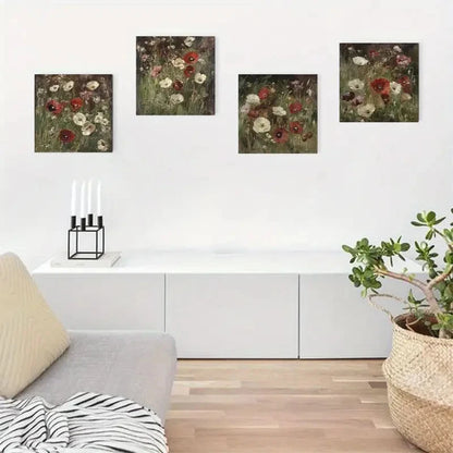 4pcs Elegant Flora Charming Floral theme  Wall Art Canvas Framed