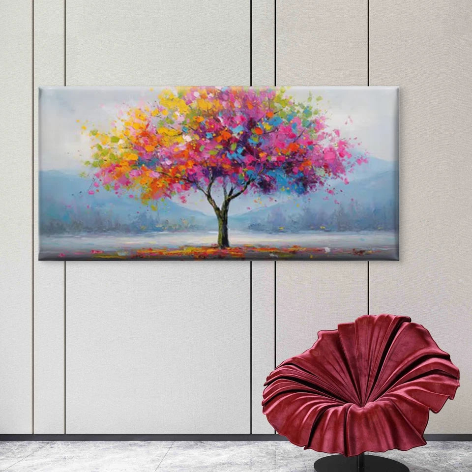 Colorful Abstract Landscape Wall Art Canvas Office Home Room Framed 120x60cm