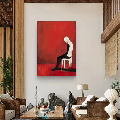 Bold Red & Black White Abstract Metal Print Ready to Hang