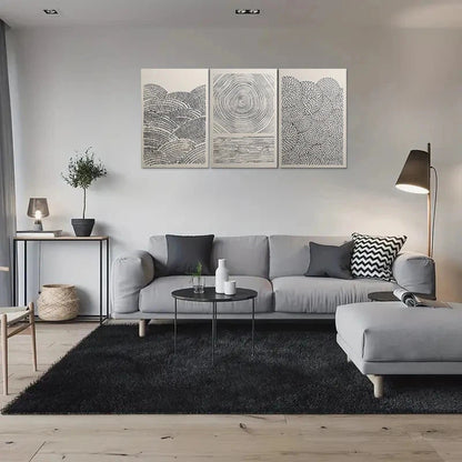 3pcs Black & White Modern Abstract Metal Print Ready to Hang Art - Bella Home Decor