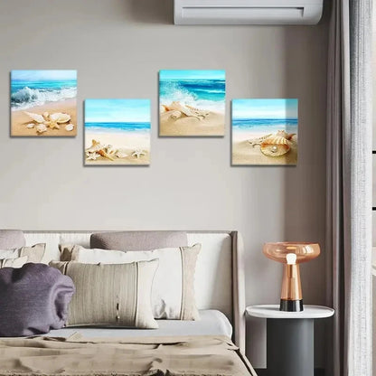 4pcs Artwork Framed for Bathroom Home Office Wall Art Canvas Framed