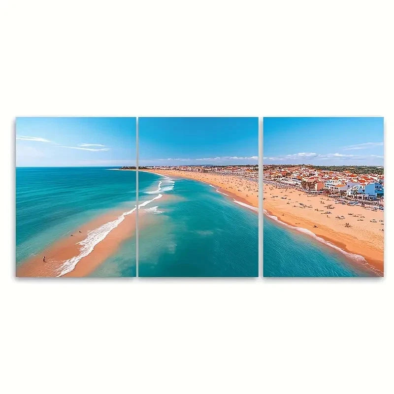 3pcs Praia da Oura Albufeira Artwork TO  Wall Art Set Canvas Framed 60x90cm - High Quality Print 100% Australian Made Wall Canvas Ready to Hang