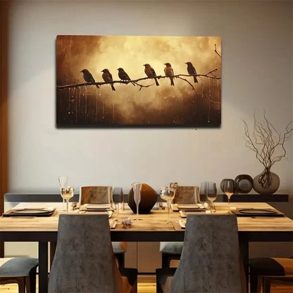 A Bird Perches On A Branch Wall Art Canvas Office Home Room Framed 120x60cm