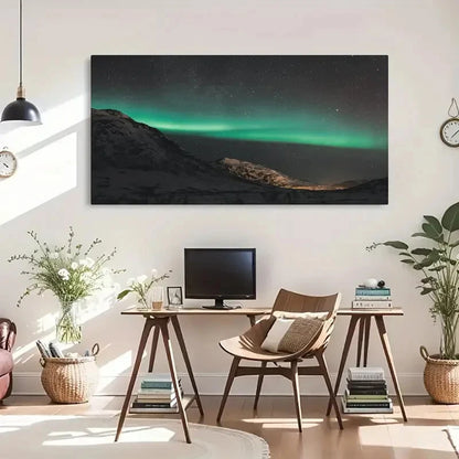Tromso Northern Lights Over Wall Art Canvas Office Home Room Framed 120x60cm