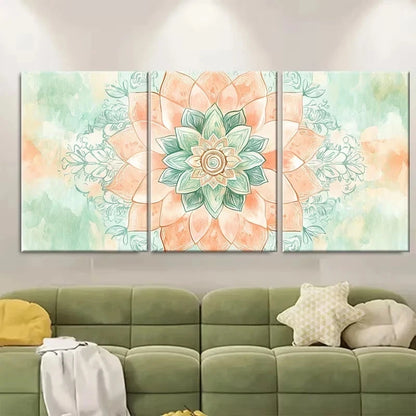 3pcs Palette of Peach, Mint Green Wall Art Set Canvas Framed 60x90cm – High Quality Print 100% Australian Made Wall Canvas Ready to Hang
