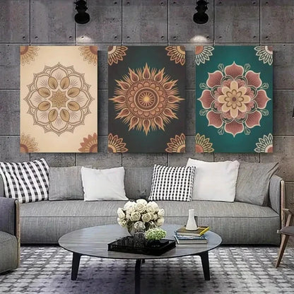 3pcs Bohemian Mandala Canvas  Wall Art Set Canvas Framed 60x90cm - High Quality Print 100% Australian Made Wall Canvas Ready to Hang - Bella Home Decor