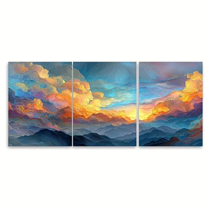 3pcs Sunset Landscape & Cloud Abstract Wall Art Set Canvas Framed 60x90cm - High Quality Print 100% Australian Made Wall Canvas Ready to Hang