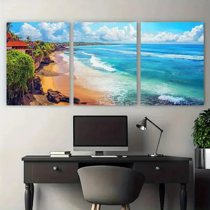 3pcs Kutak Beach Nature Décor Wall Art Canvas Unframed - High Quality Print 100% Australian Made Wall Canvas