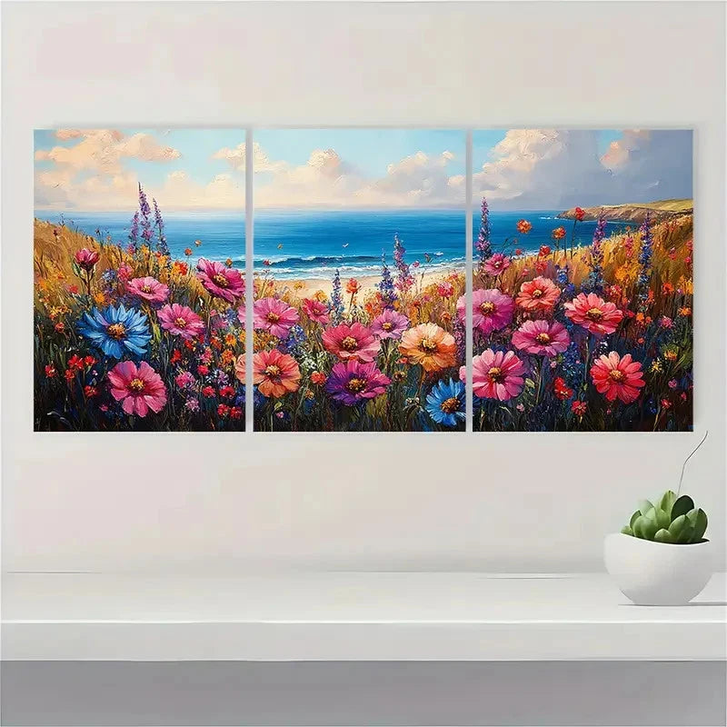 3pcs Coastal Watercolor Print Provincetown  RF  Wall Art Set Canvas Framed 60x90cm - High Quality Print 100% Australian Made Wall Canvas Ready to Hang - Bella Home Decor