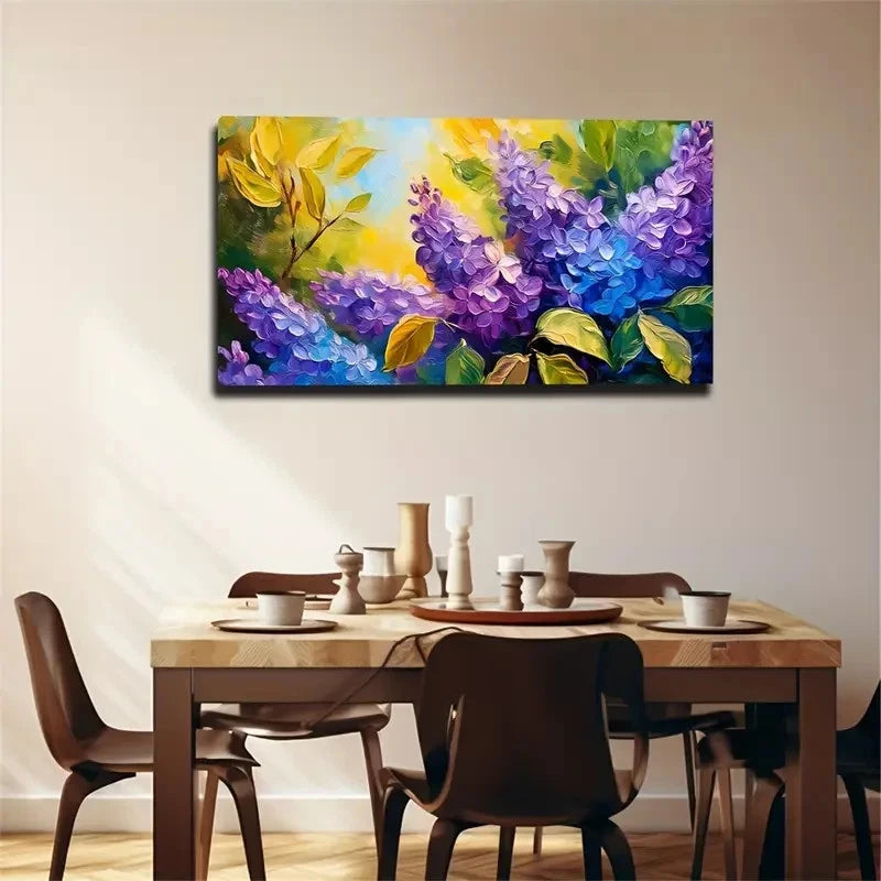 Vibrant Purple Blue Wisteria Wall Art Canvas Office Home Room Framed 120x60cm