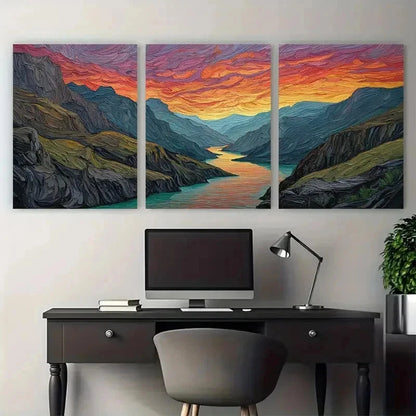 3pcs Original Landscape Painting Perfect Wall Art Set Canvas Framed 50x70cm - High Quality Print 100% Australian Made Wall Canvas Ready to Hang