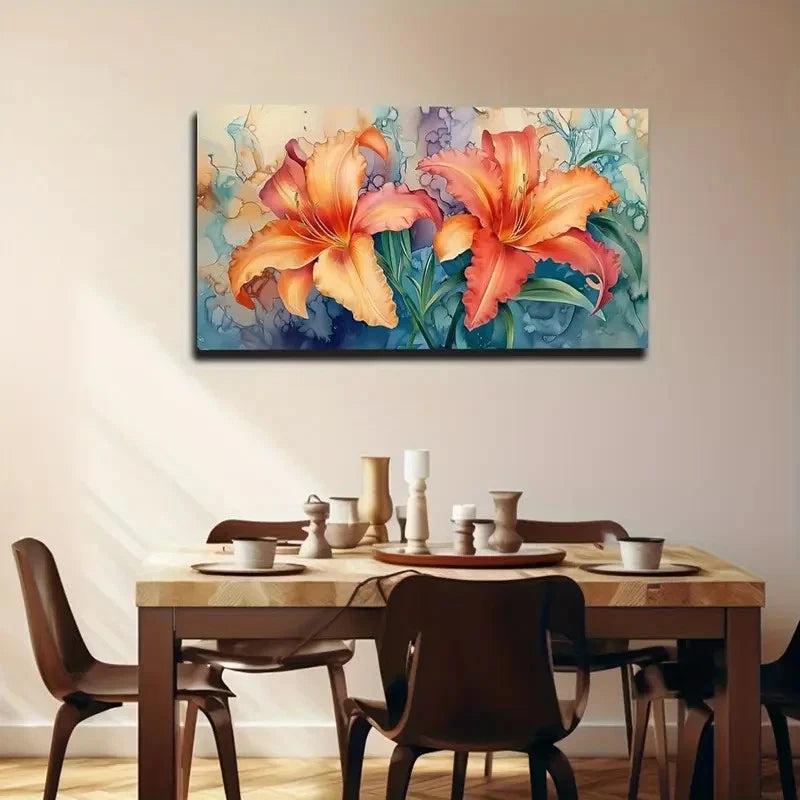 Vibrant Orange And Red Zinnias Wall Art Canvas Office Home Room Framed 120x60cm