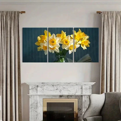 3pcs Yellow White Flower Narcissus Wall Art Canvas Unframed - High Quality Print 100% Australian Made Wall Canvas