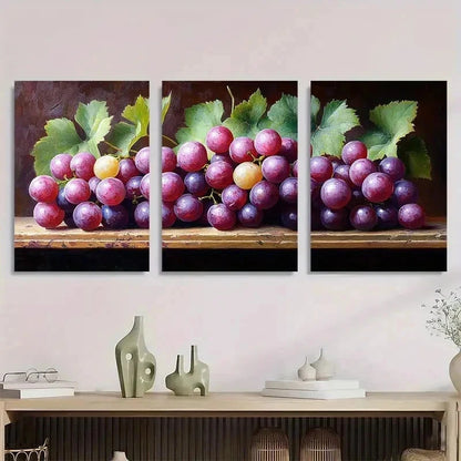 3pcs Bunch Of Grapes Décor Perfect Wall Art Set Canvas Framed 50x70cm - High Quality Print 100% Australian Made Wall Canvas Ready to Hang - Bella Home Decor