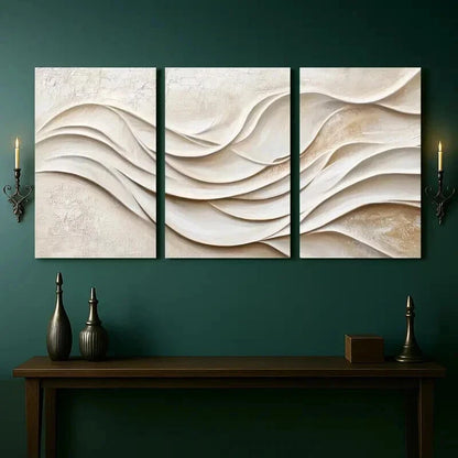 3pcs Minimalist White and Beige Abstract Perfect Wall Art Set Canvas Framed 50x70cm - High Quality Print 100% Australian Made Wall Canvas Ready to Hang - Bella Home Decor