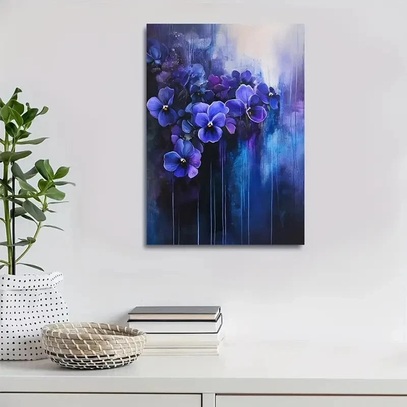 Beautiful Vibrant Purple Violets Abstract Floral  40x60cm Metal Print Ready to Hang - Bella Home Decor