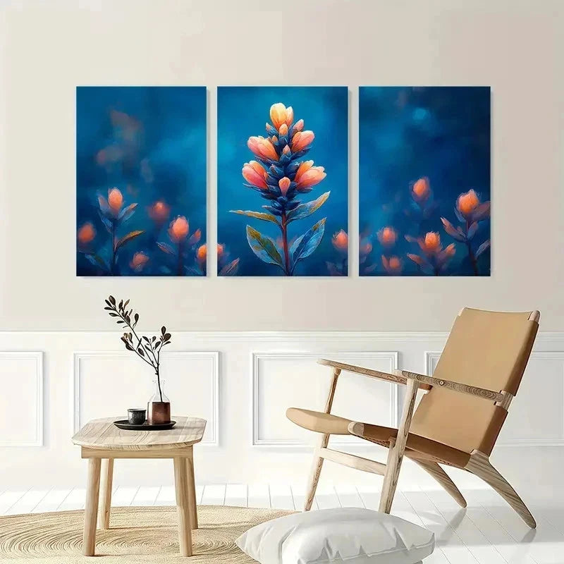 3pcs Paintbrush Flower Castilleja Perfect Wall Art Set Canvas Framed 50x70cm - High Quality Print 100% Australian Made Wall Canvas Ready to Hang