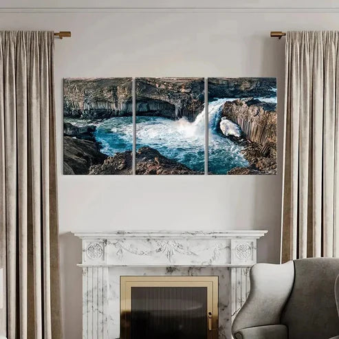 3pcs Canyon Mountains Waterfall Lake Modern Wall Art Canvas Unframed – High Quality Print 100% Australian Made Wall Canvas - Bella Home Decor