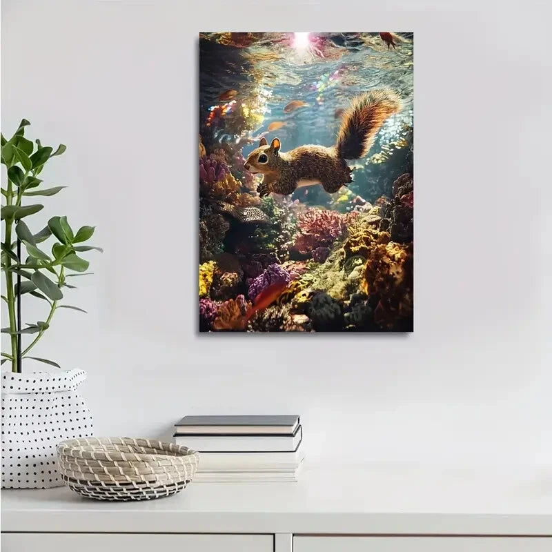 Vibrant Coral Reef & Rainbow Reflections Painting 40x60cm Metal Print Ready to Hang - Bella Home Decor