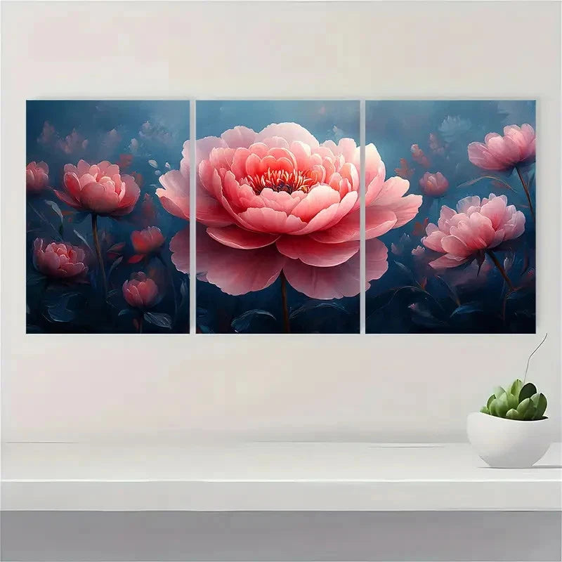 3pcs Large Floral Painting Prints DF   Wall Art Set Canvas Framed 60x90cm - High Quality Print 100% Australian Made Wall Canvas Ready to Hang