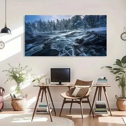 Ringerike Norway Water Flow Wall Art Canvas Office Home Room Framed 120x60cm