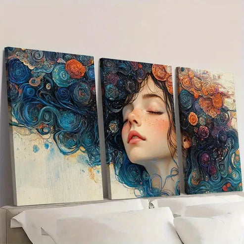 3pcs One of Each Fine Art Girl F  Wall Art Set Canvas Unframed - High Quality Print 100% Australian Made Wall Canvas - Bella Home Decor