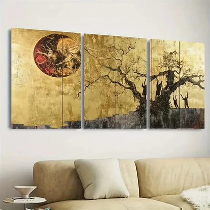 3pcs Golds Hunter St Wall Art Set Canvas Unframed - High Quality Print 100% Australian Made Wall Canvas - Bella Home Decor
