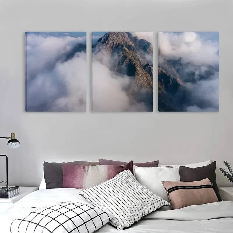 3pcs Vibrant Colors, Serene Cloudy Sky & Peaks   Wall Art Set Canvas Framed 40x60cm - High Quality Print 100% Australian Made Wall Canvas Ready to Hang