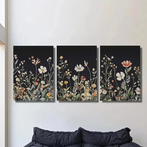 3pcs Simple White Red Flower Decorative Wall Art Set Canvas Unframed - High Quality Print 100% Australian Made Wall Canvas